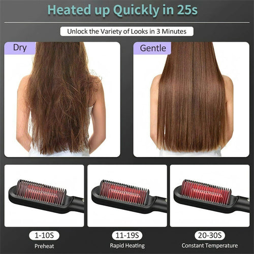 2 In 1 Hair Straightener Hot Comb Negative Ion Curling Tong Dual-purpose Electric Hair Brush