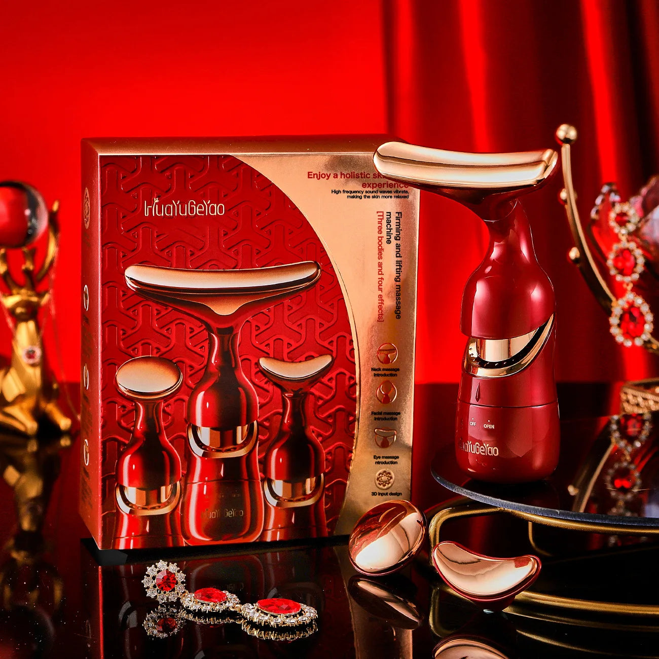 3 In 1 Facial Lifting Device Neck Facial Eye Massage Face Slimmer EMS Beauty Skin Tightening Wrinkle Anti Aging Face