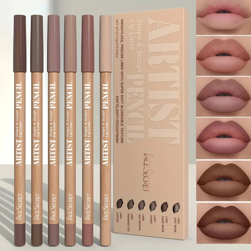 6PCS Velvet Matte Lip Liner Set