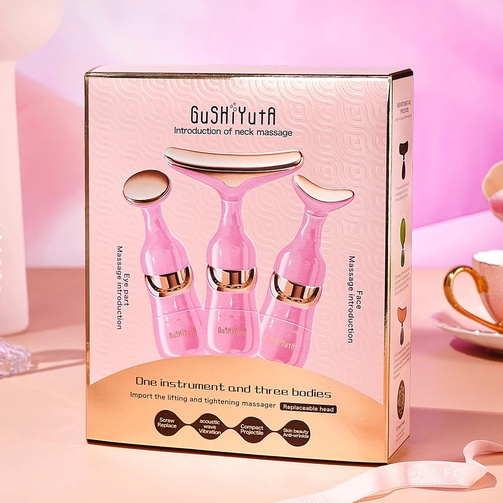 3 In 1 Facial Lifting Device Neck Facial Eye Massage Face Slimmer EMS Beauty Skin Tightening Wrinkle Anti Aging Face