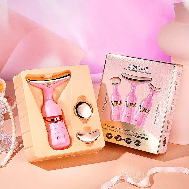 3 In 1 Facial Lifting Device Neck Facial Eye Massage Face Slimmer EMS Beauty Skin Tightening Wrinkle Anti Aging Face
