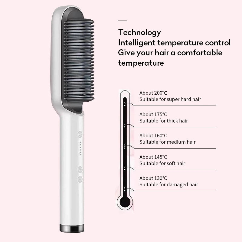 2 In 1 Hair Straightener Hot Comb Negative Ion Curling Tong Dual-purpose Electric Hair Brush