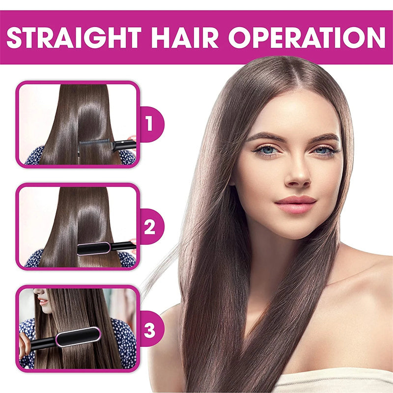 2 In 1 Hair Straightener Hot Comb Negative Ion Curling Tong Dual-purpose Electric Hair Brush
