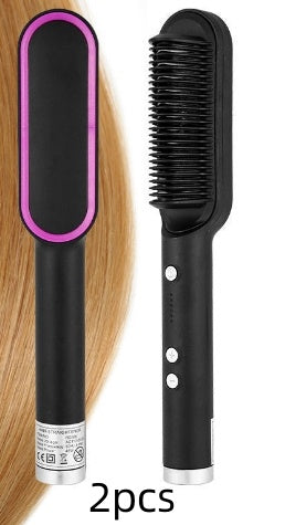 2 In 1 Hair Straightener Hot Comb Negative Ion Curling Tong Dual-purpose Electric Hair Brush