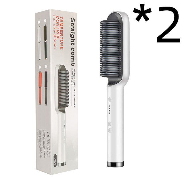 2 In 1 Hair Straightener Hot Comb Negative Ion Curling Tong Dual-purpose Electric Hair Brush